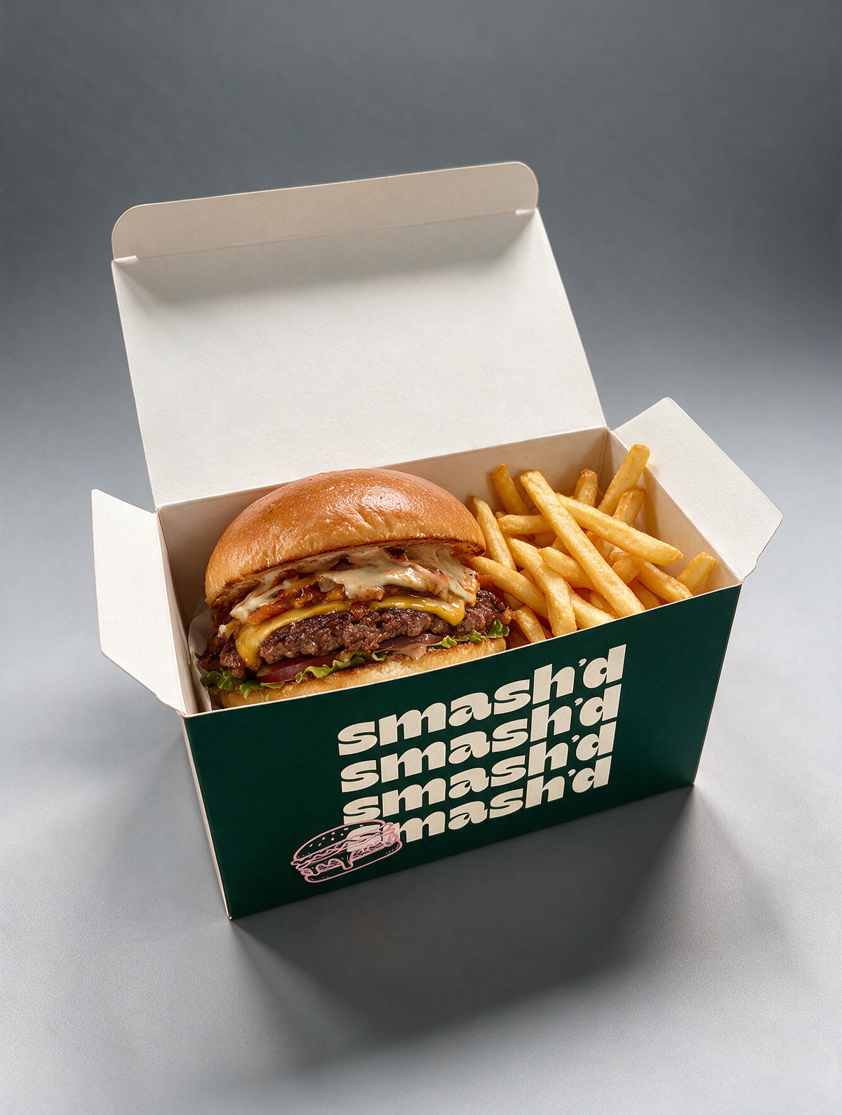 Caja Hamburguesa + papas automatica PERSONALIZADA